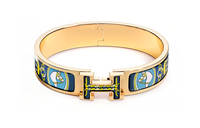 HERMES Enamel Gold-Plated Hardware Accessories Bangles Women's Gold
