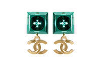 CHANEL Metal Earrings Women's Green