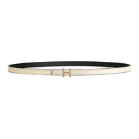HERMES Calfskin Leather Belts Women's Black White Width 1.3CM