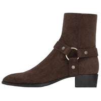 SAINT LAURENT Wyatt Ankle Boots 4cm Men's Brown
