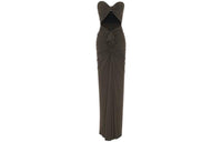 SAINT LAURENT Sleeveless Dress Women's Olive Brown