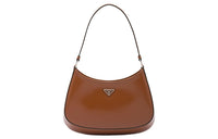 PRADA Cleo Shiny Leather Crescent Bag Shoulder Handbag Regular Women's Brown