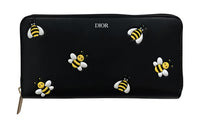 DIOR KAWS Collaboration Calfskin Wallet Unisex Black