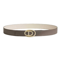 HERMES Calfskin Leather Belts Women's Brown White Width 3.2CM