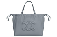 CELINE CabasTriomphe Smooth Cow Leather Shoulder Bag Crossbody Bag Handbag Small Size Women's Blue Gray