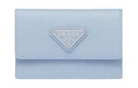 PRADA Saffiano Leather Card Holder Women's Light Blue