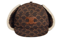 CELINE Chapka Hat With Triomphe Patch In Triomphe Monogram Cotton