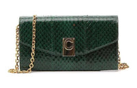 CELINE Genuine Leather Shoulder Bag Women's Green