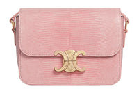 CELINE Triomphe Shiny Cow Leather Crossbody Handbag Shoulder Bag Women's Light Pink