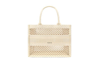 DIOR BookTote Cotton Shopping Bag Tote Small Size Women's Milk White