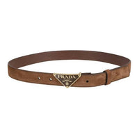 PRADA Triangle Logo Plaque Buckle Belt