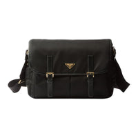 PRADA Recycled Nylon With Patchwork Leather Crossbody Bag Shoulder Bag Women's Black