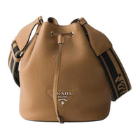 PRADA Leather Bucket Bags Crossbody Bag Shoulder Bag Women's Caramel