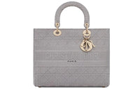 DIOR Canvas DaiFeng Handbags Large Size Women's Gray