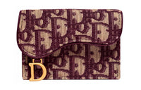 DIOR SaddleOBLIQUE Canvas Bag Saddle Bag Card Holder Women's Burgundy