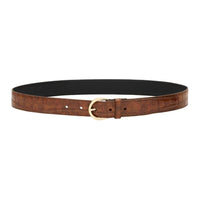 SAINT LAURENT Calfskin Leather Belts Women's Brown Width 3CM