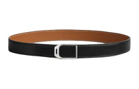 HERMES Double-Sided Design Decoration Smooth Buckle Leather Belts Men's Width: 3.2CM