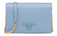 PRADA Leather Shoulder Bag Mini Women's Star Blue