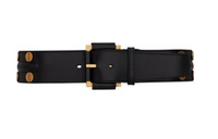 SAINT LAURENT Solid Color Decoration Pin Buckle Leather Belts Women's Black