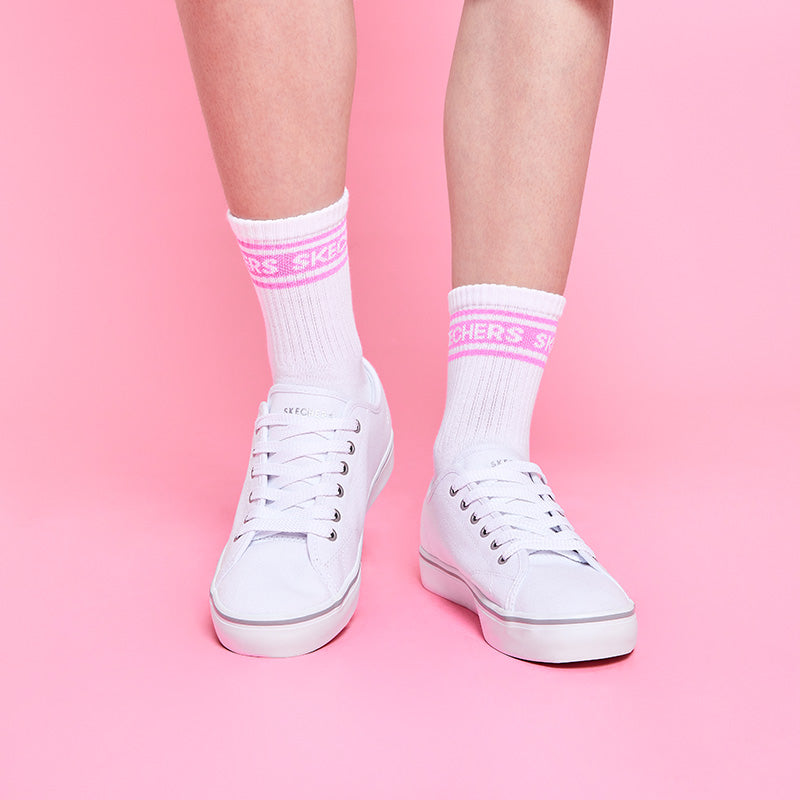 (WMNS) Skechers Cupsole 1 Low-Top Canvas Shoes White 66666131-WHT