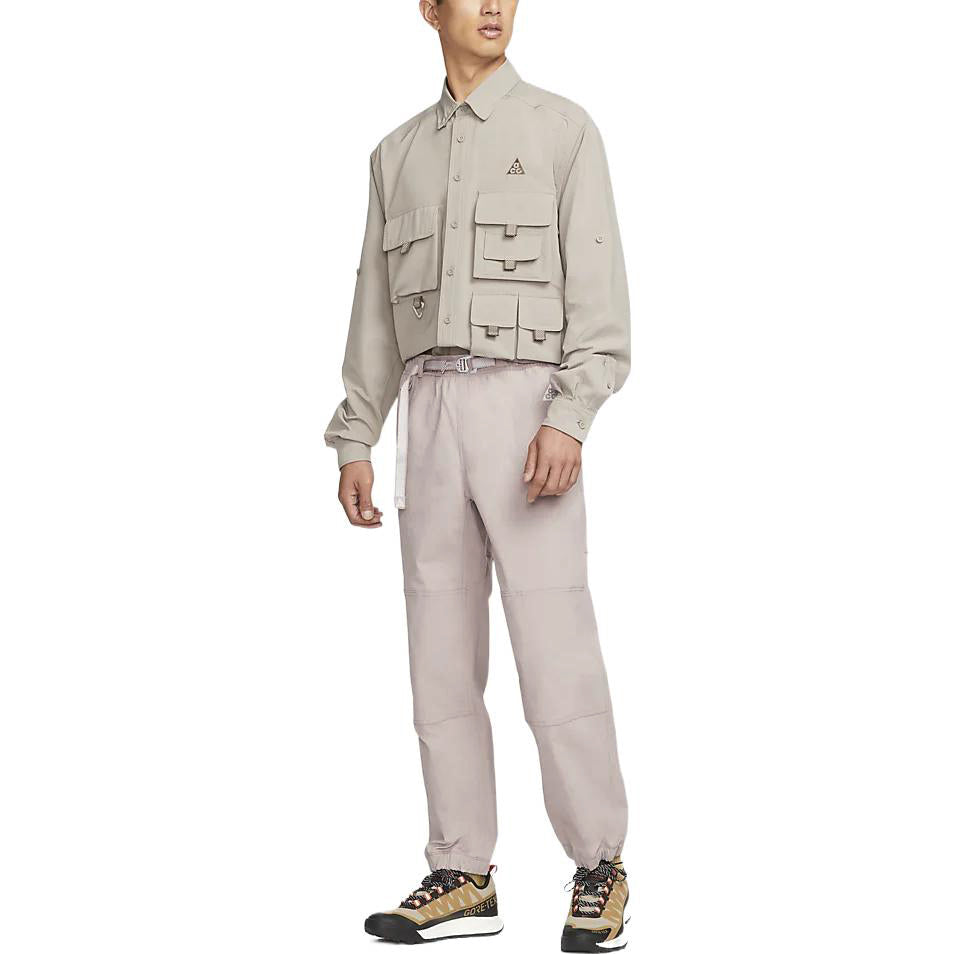 Men's Nike ACG Solid Color Belt Breathable Casual Long Pants/Trousers Yellow CV0661-245