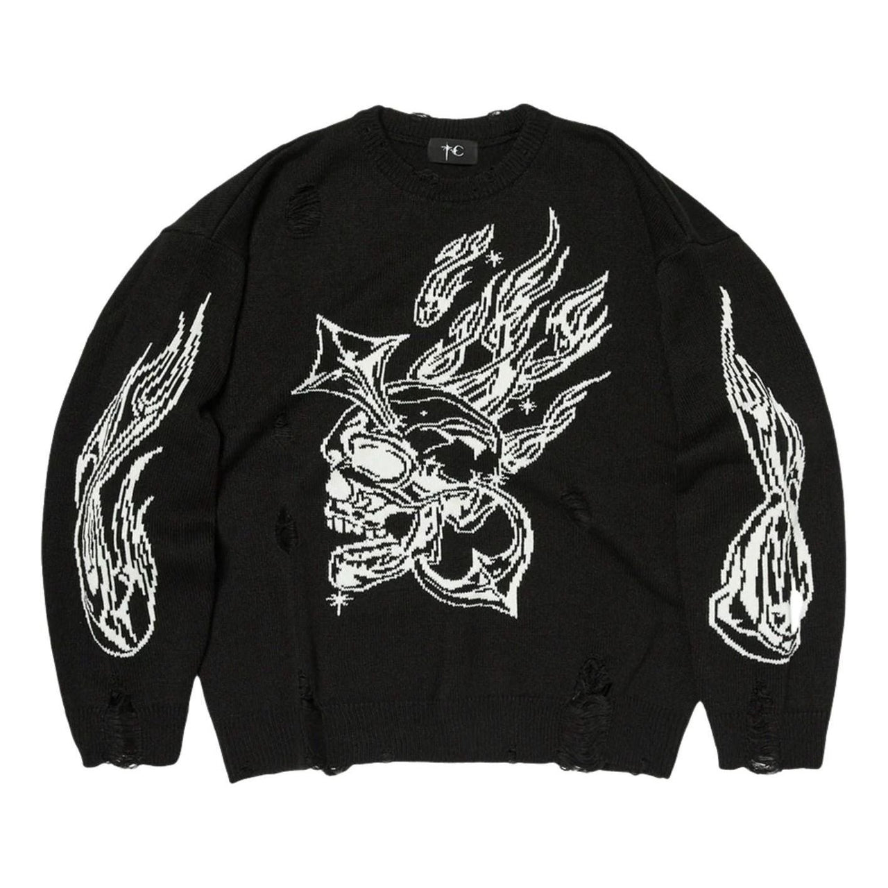 Thug Club Chrome Skull Knit Sweater 'Black' TC26KN0602
