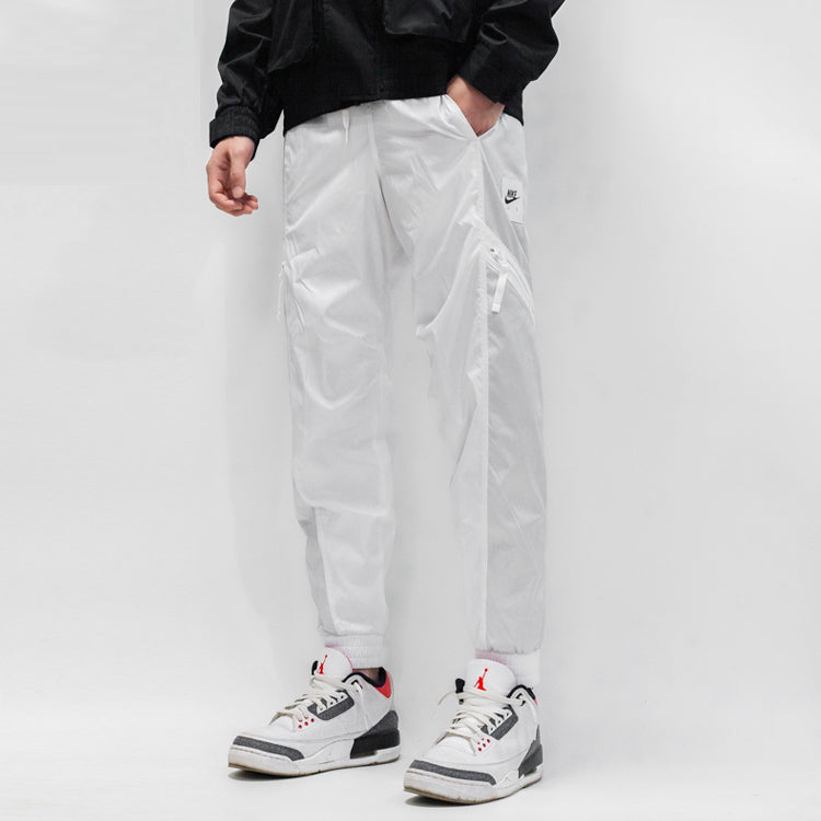 Nike Air Contrast Stitched Windproof Tie Woven Sweatpants For Men White DA0241-100