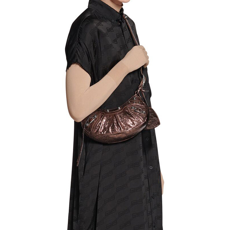 (WMNS) Balenciaga Le Cagole Xs Shoulder Bag Metallized 'Brown' 6713090GT3Y2564