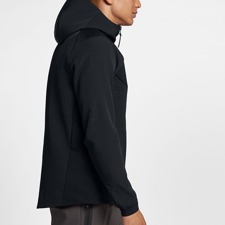 Nike Logo Printing Splicing Hooded Jacket Black 928552-010