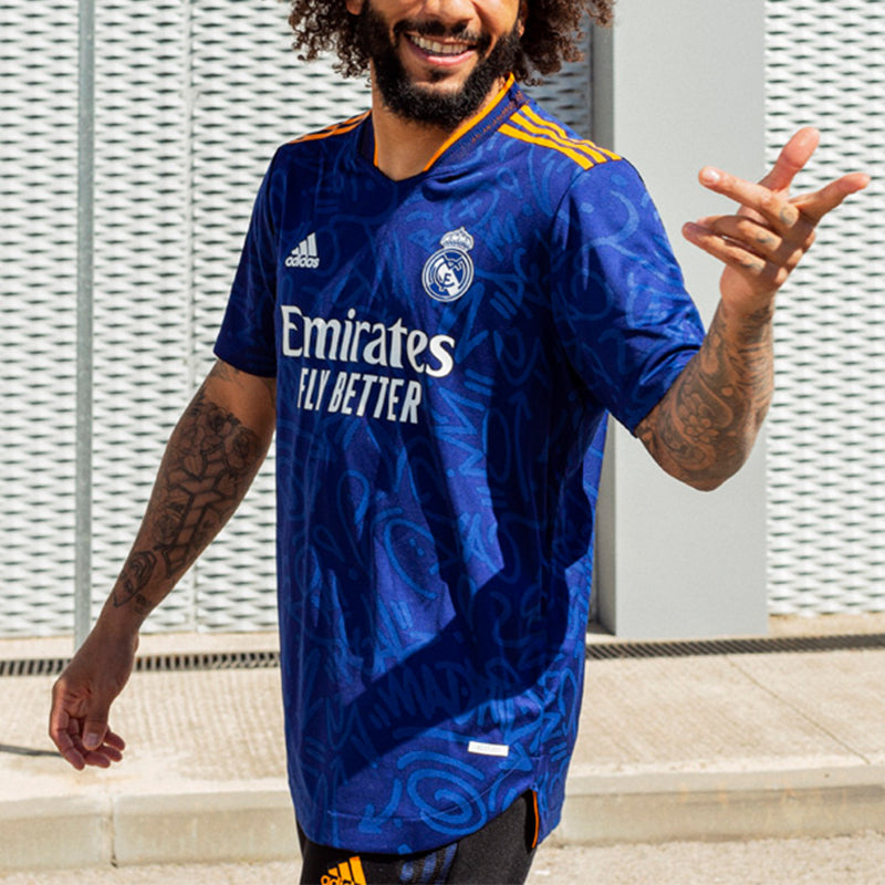 adidas Real Madrid Away Player Edition Soccer/Football Sports Short Sleeve Jersey Blue GM6775
