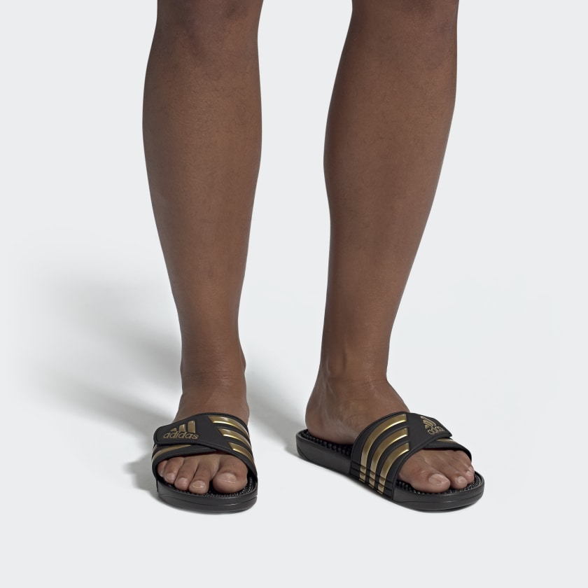 adidas Adissage Slides 'Black Gold Metallic' EG6517