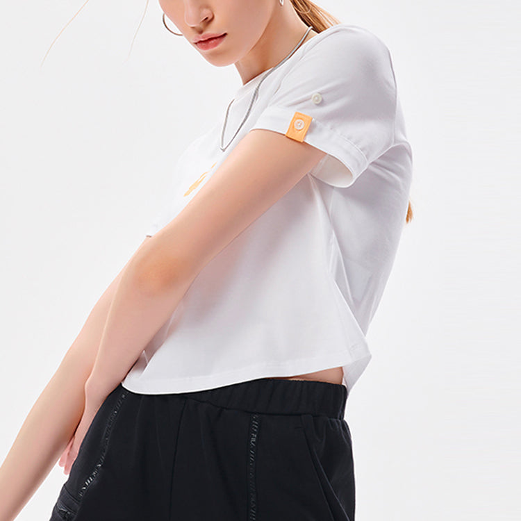 FILA FUSION Logo Printing Round Neck Sports Short Sleeve White T-Shirt T11W133104F-WT