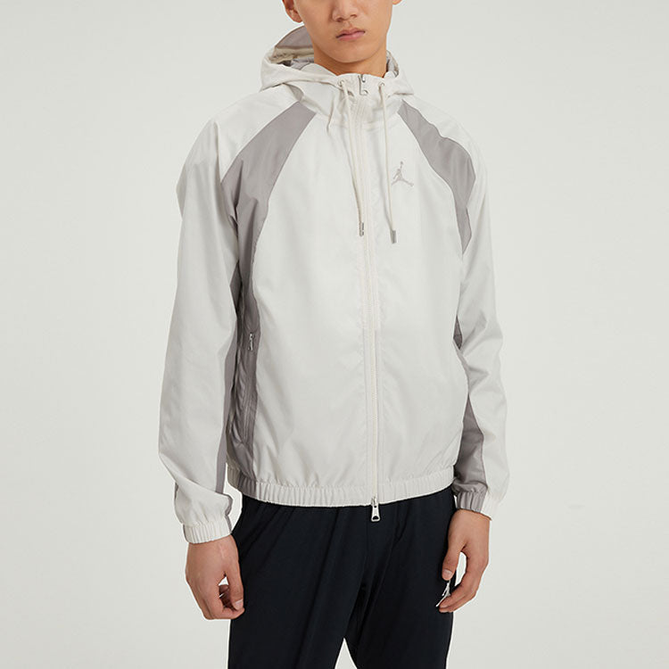 Men's Air Jordan SS22 Woven Sports Hooded Jacket Autumn Gray White DJ9829-104