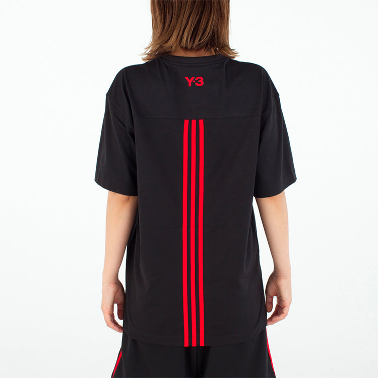 Y-3 Contrasting Colors Logo Printing Loose Short Sleeve Unisex Black GM5898