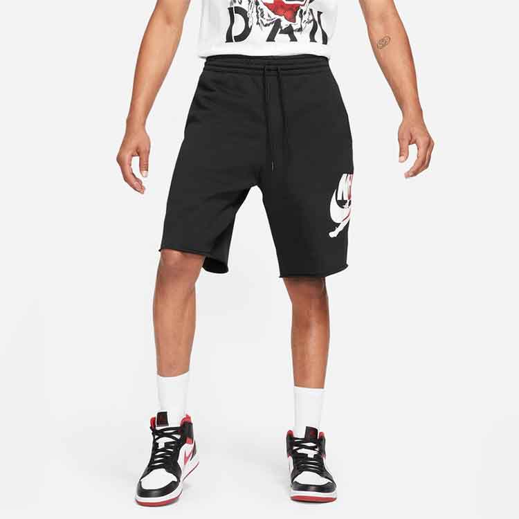 Air Jordan Jumpman Logo Printing Knit Basketball Sports Shorts Black DH9509-010