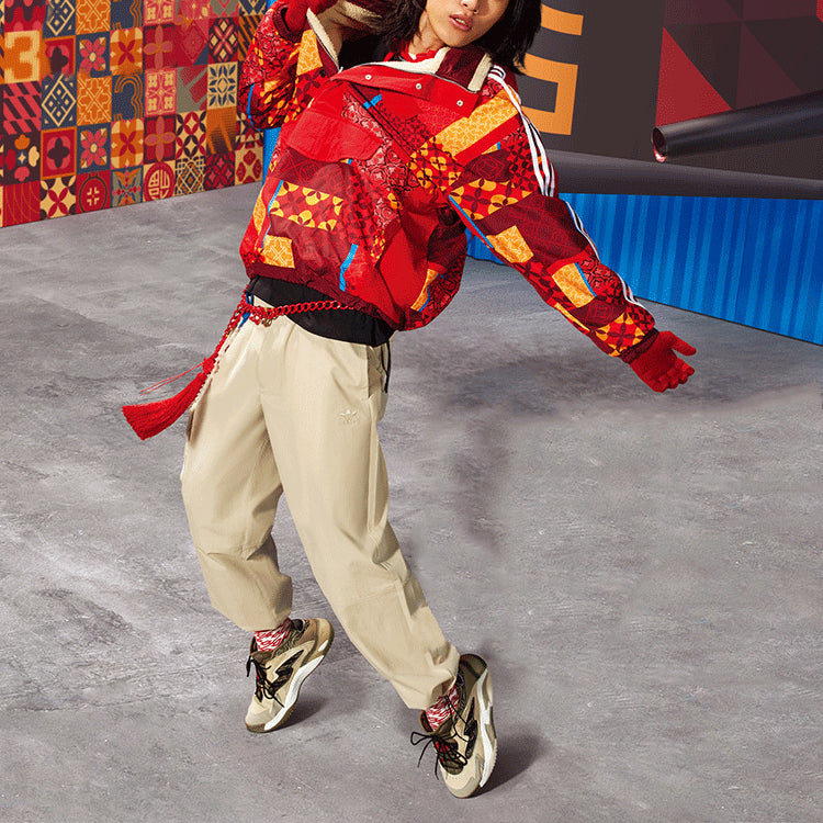 adidas originals Cny Aop Jkt New Year's Edition Stay Warm Reversible Stand Collar logo Sports Jacket Red HD0317