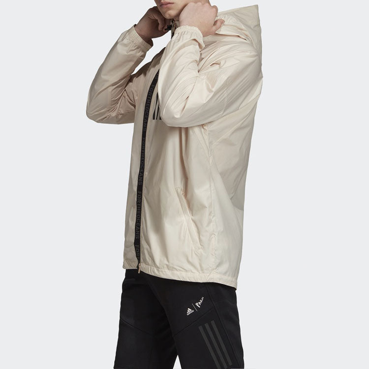 adidas WND M Casual Sports hooded Woven Jacket Beige DX9290