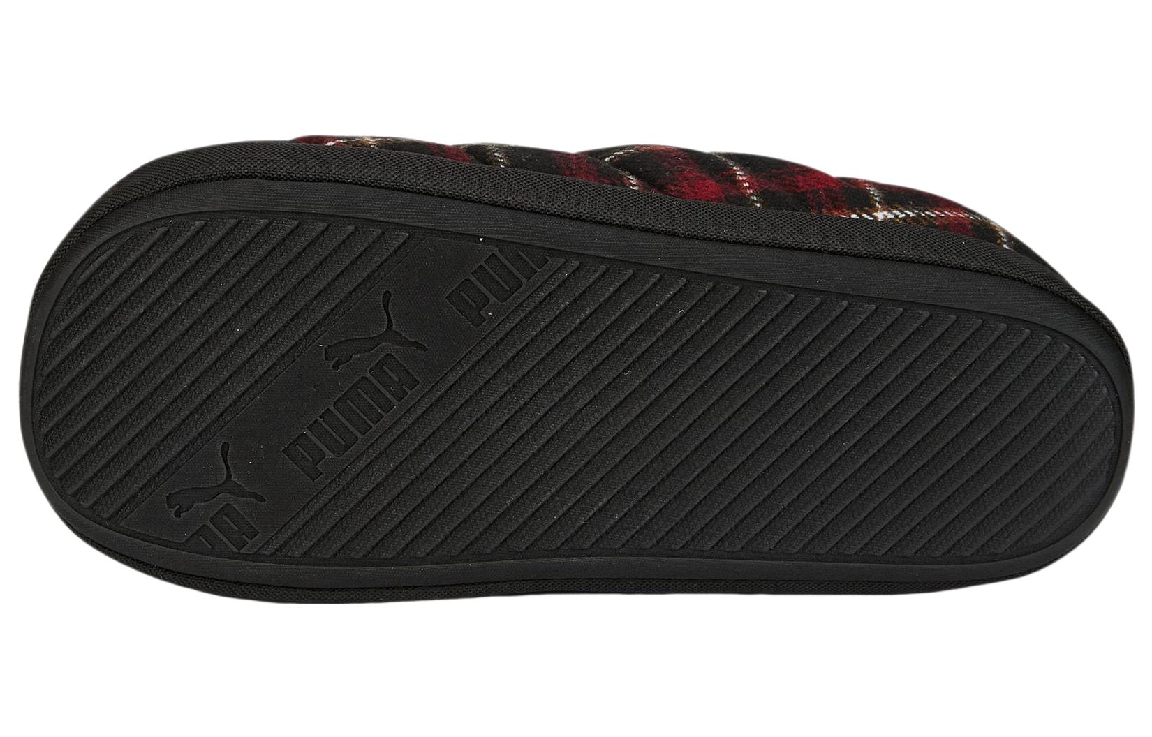 PUMA Scuff Flannel Slip-On 'Black Red' 386338-01