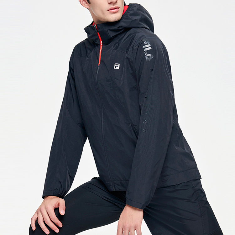 FILA Athletics Alphabet Printing Hooded Jacket Black A11M111701F-BK