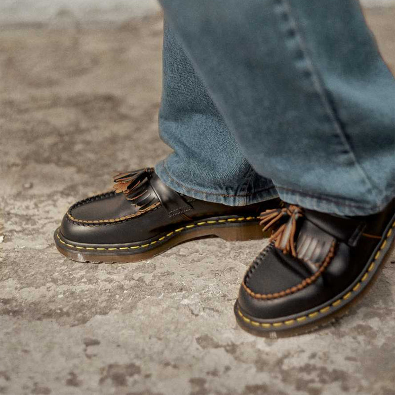 Dr. Martens Vintage Made in England Quilon Leather Tassel Loafers 'Black' 26891001