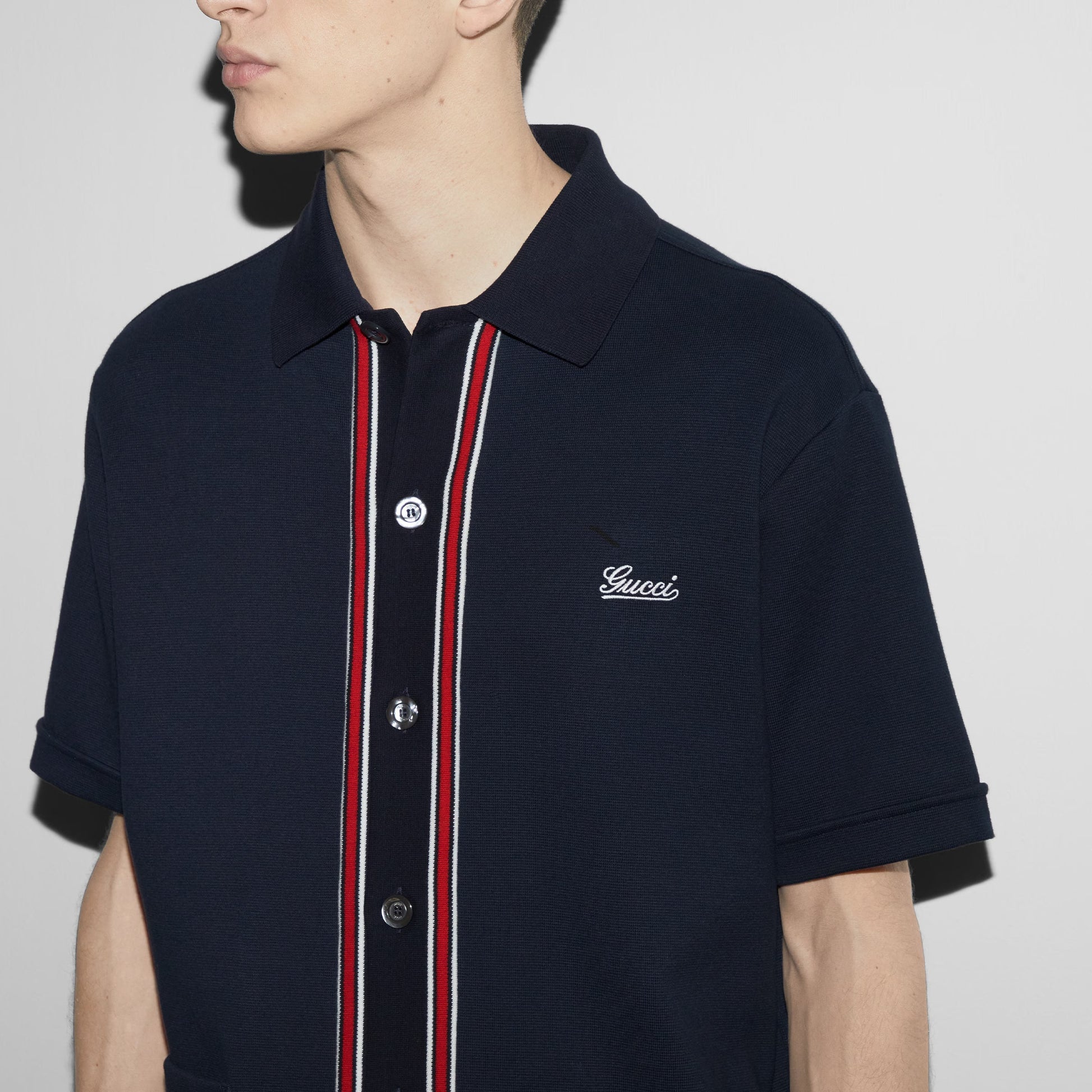 Gucci Cotton Jersey Polo Shirt 'Navy blue' 742380-XJGKU-4215