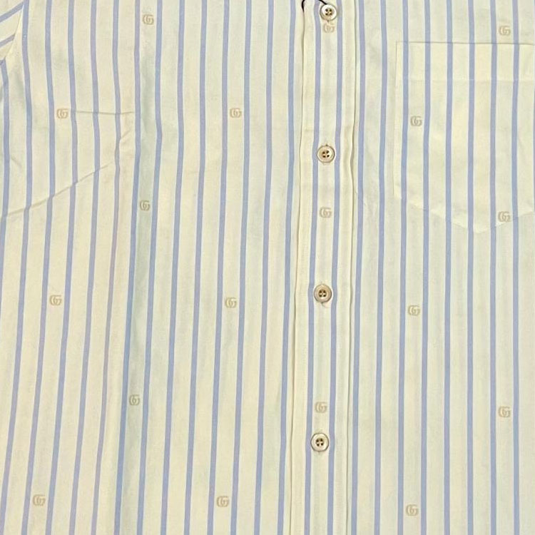 Gucci Striped Shirt With GG Patch 'Blue Ivory' 673493-ZAHIY-9738