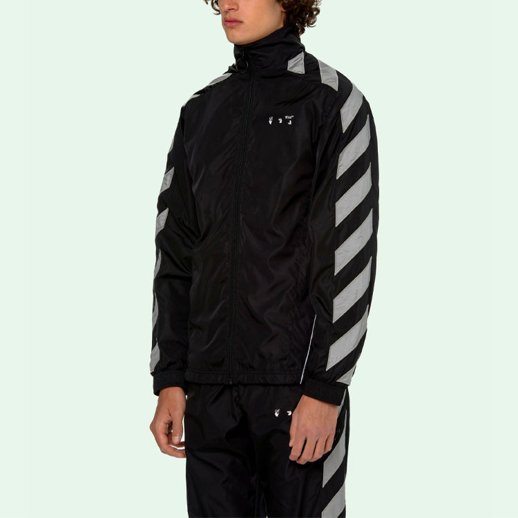 Off-White SS21 Side Sleeve Stripe Training Jacket Black OMBD022R21FAB0011006
