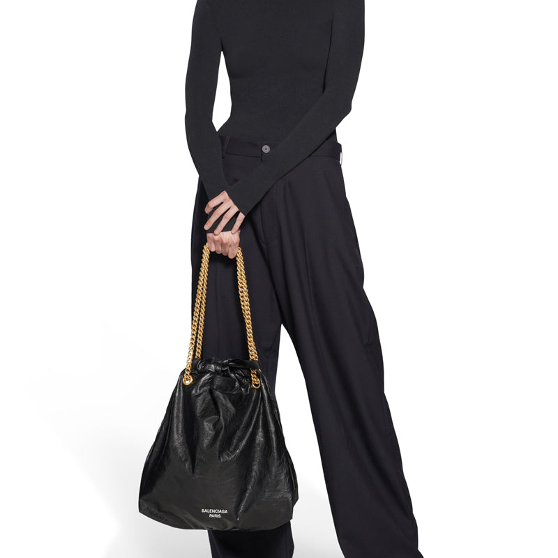 (WMNS) Balenciaga Crush Medium Tote Bag 'Black' 742941210IT1000