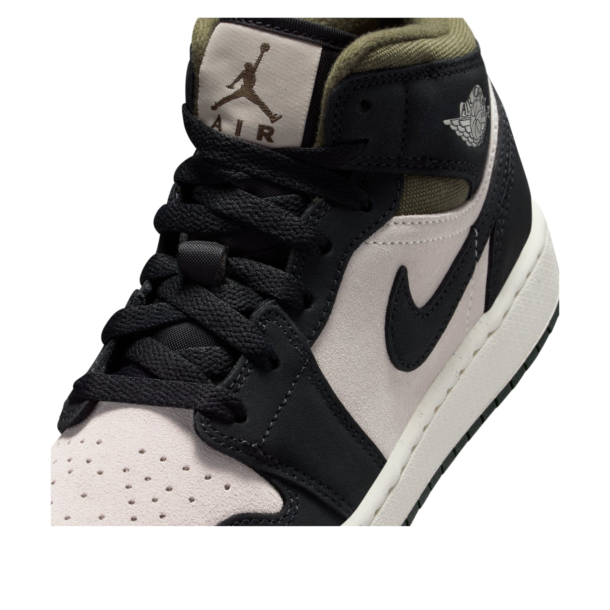 (GS) Air Jordan 1 Mid 'Off Noir Medium Olive' HV4399-102