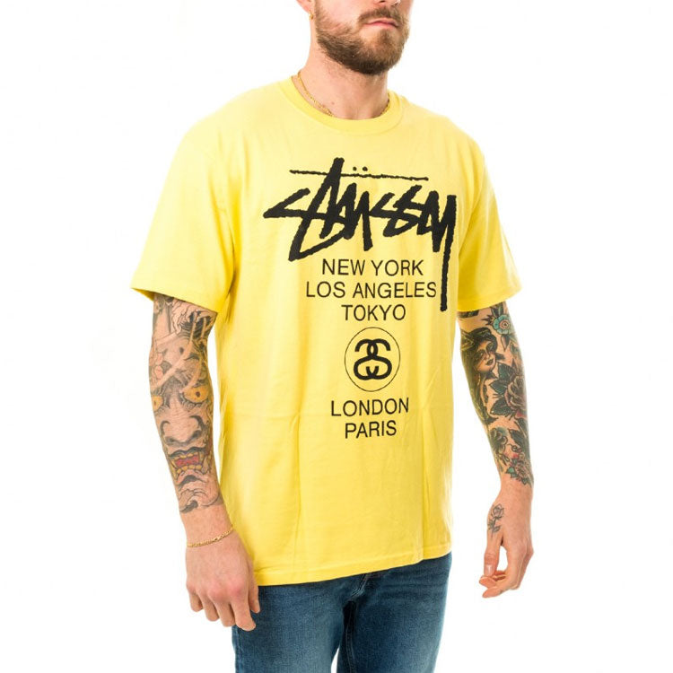 Stussy World Tour Tee Classic Short Sleeve Unisex Yellow 3903514-YELLOW