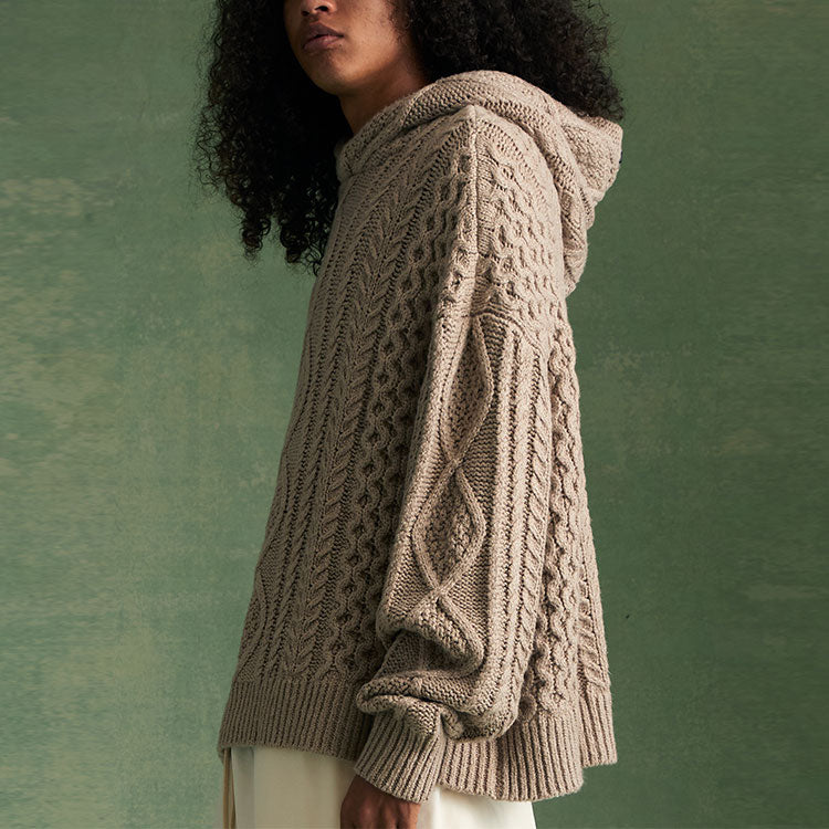 Fear of God Essentials FW23 Cable Knit Hoodie 'Core Heather' 192BT234394F