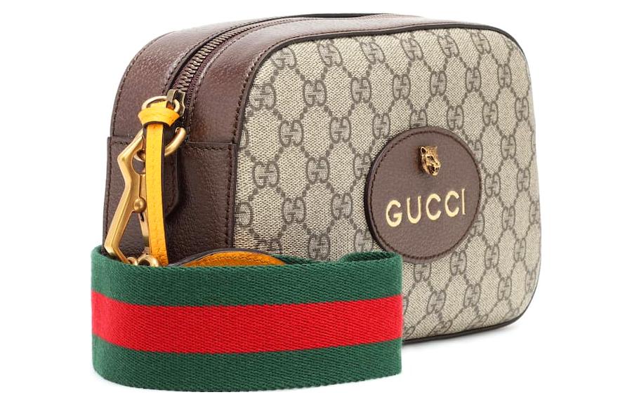 Gucci Neo Vintage Metallic Tiger Head Logo Stripe Messenger Bag 'Brown Yellow' 476466-K9GVT-8856