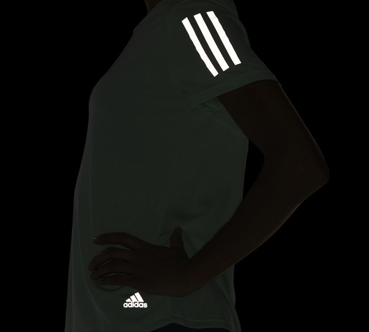 (WMNS) adidas Own The Run Tee Reflective Printing Sports Short Sleeve Green DZ2272