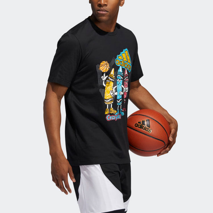 adidas x Crayola Crossover Cray Crayon T Funny Printing Sports Basketball Short Sleeve Black GN7918